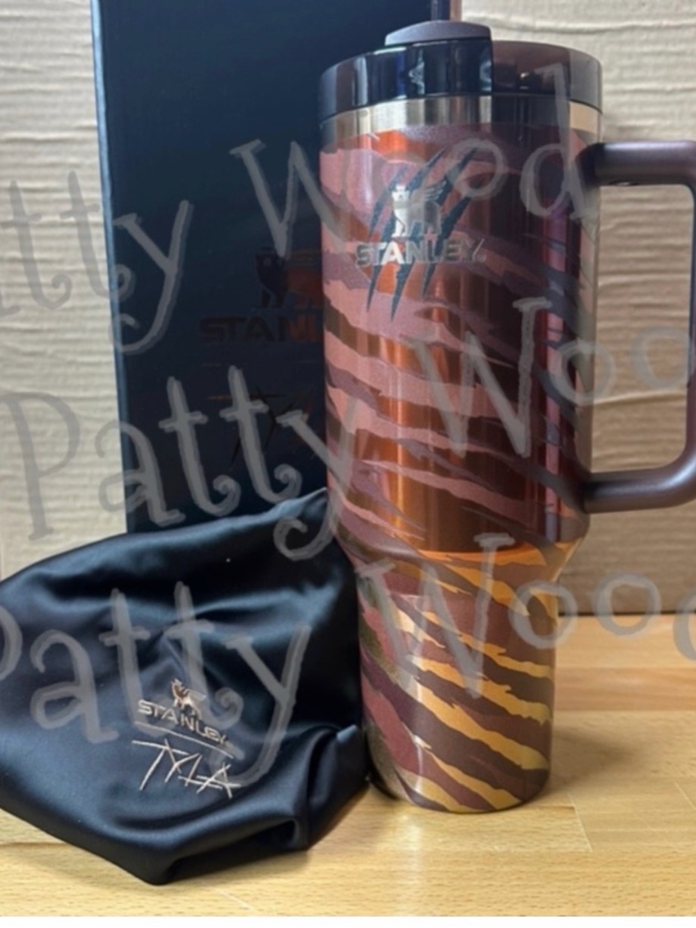 Tyla Toder Stanley Copper & Brown Tiger-Stripe Insulated Travel Mug